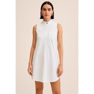 Alexander Wang White Label Cream Tuxedo Bib Shirt Dress Tank Mini Cotton 8